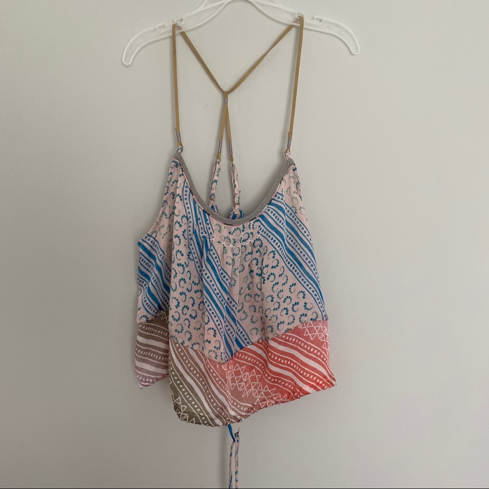 American Eagle AEO Silky Design Front Tie Tank Top